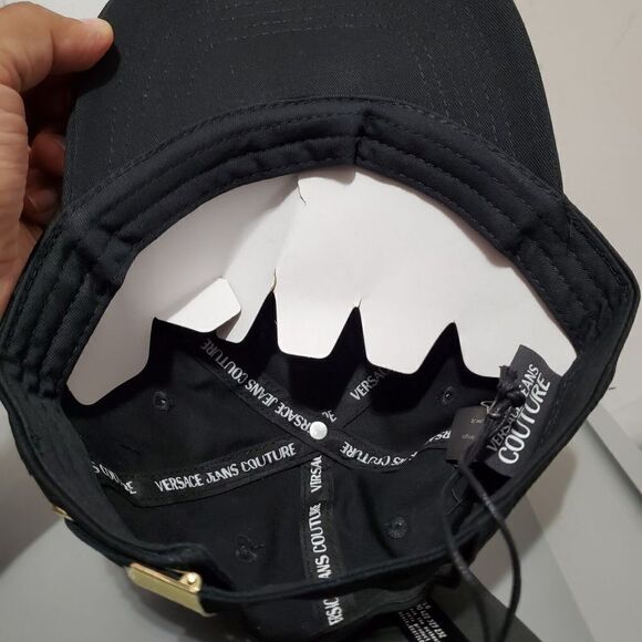 Versace Jeans Couture Mens Gold Logo Strap Back Baseball Hat Black / Gol… - Picture 8 of 14
